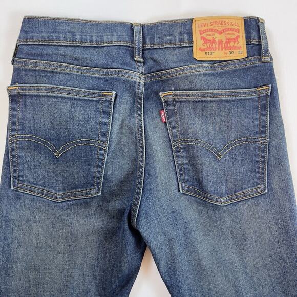 Levi’s 510 Skinny Jeans Men 32x30 Distressed Medium Wash Stretch Denim Pants - Picture 3 of 9